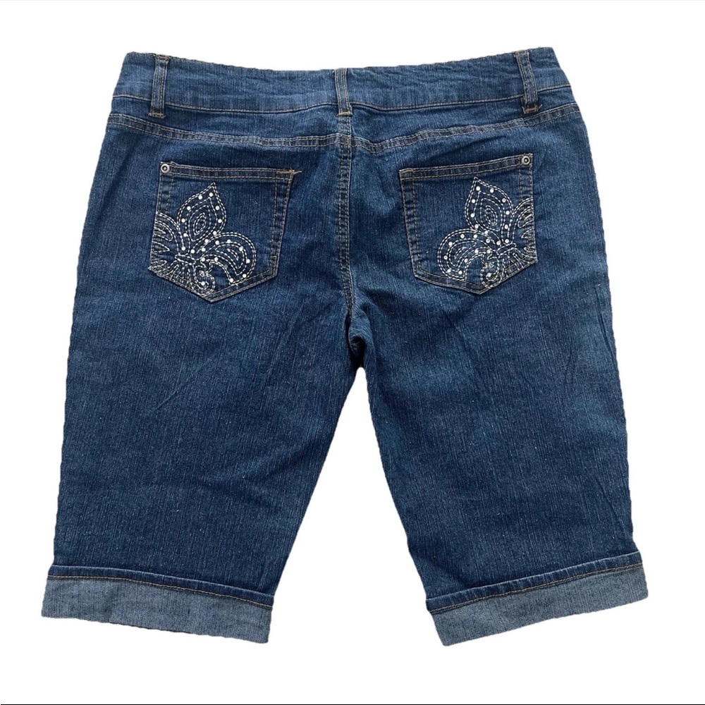 Vintage HiP jeans Bermuda Denim Shorts Womens Juniors 13 Y2K Rhinestone Pockets